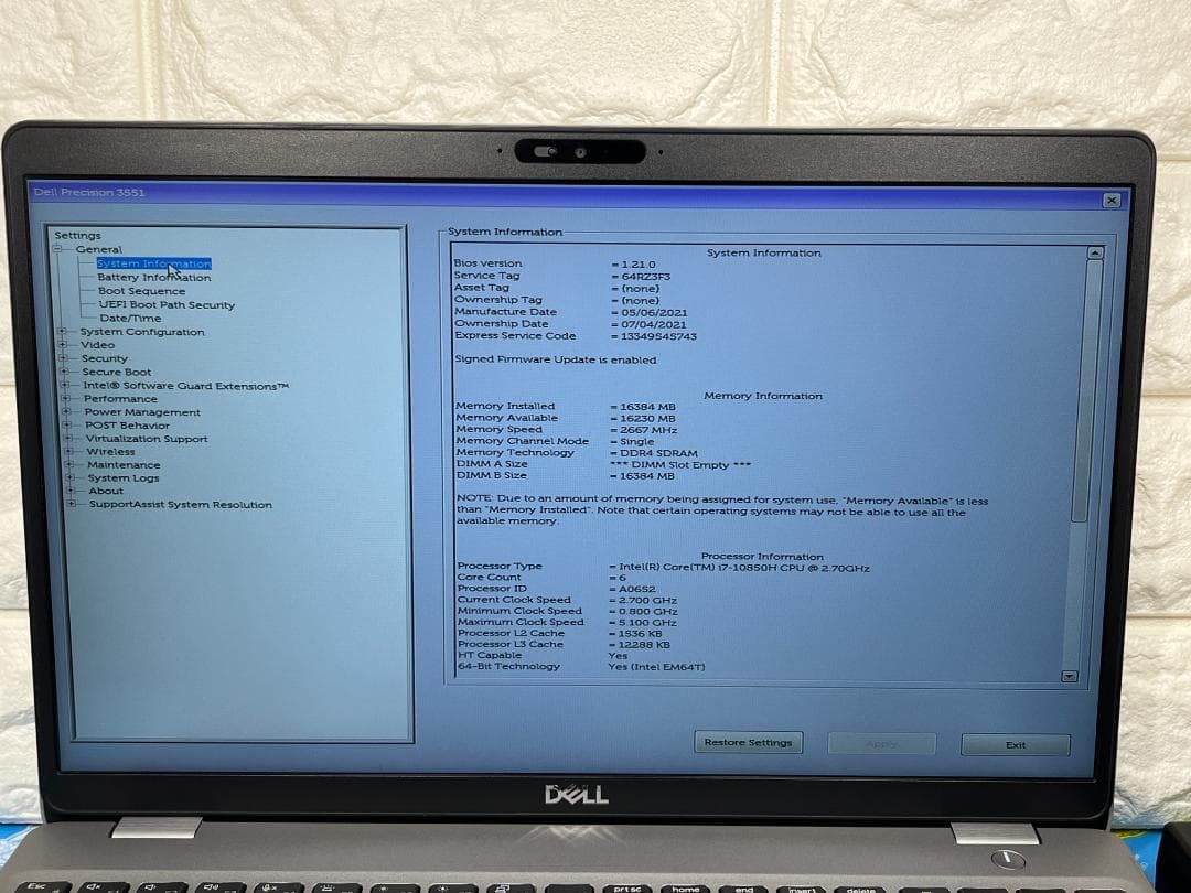 DELL Precision 3551 i7-10850H 16GB ノートPC