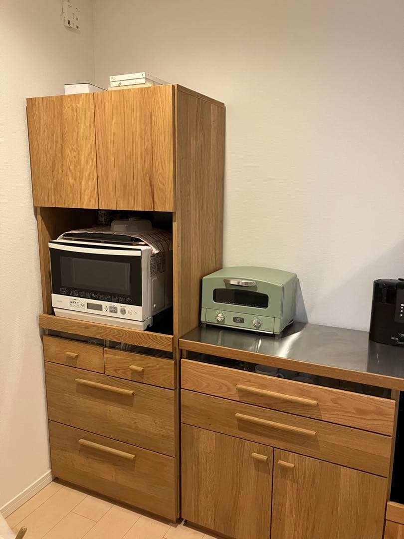 幅70天然木オーク材使用キッチンボード