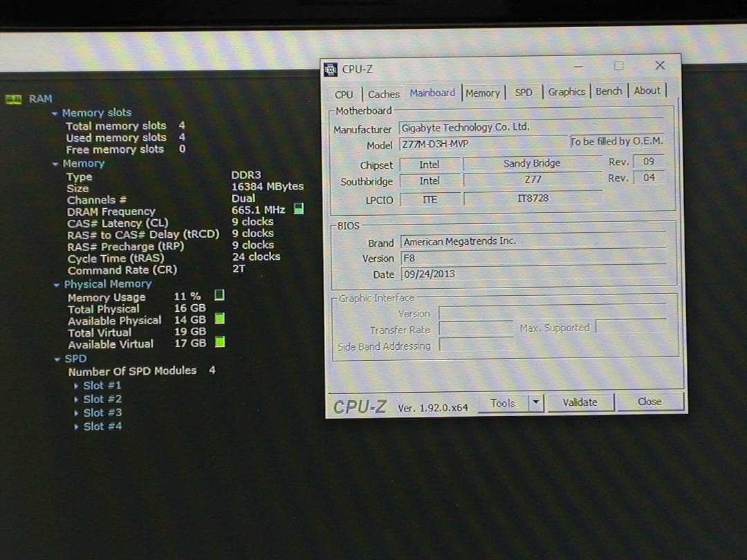 CPU メモリ付き　GIGABYTE　GA-Z77M-D3H-MVP