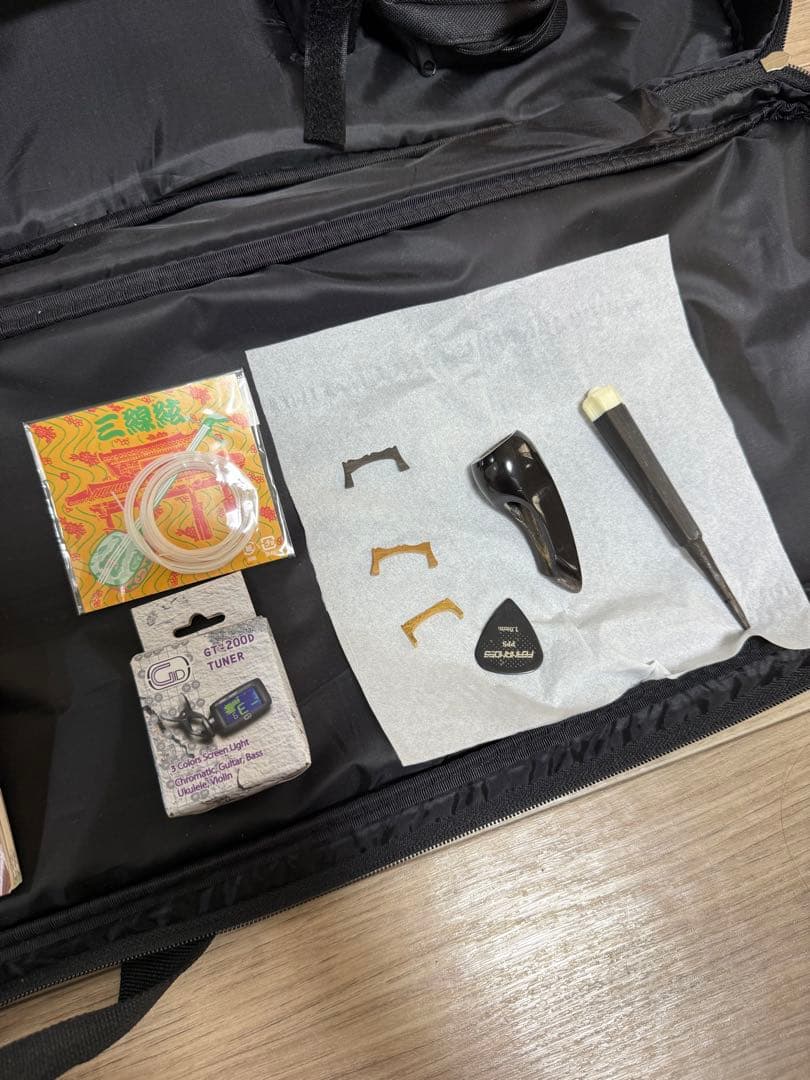 美品　沖縄三線 本革 蛇柄 強化張り 沖縄三味線 和楽器 ソフトケー