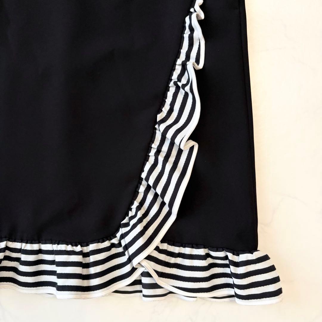 最終価格 ボーダーズアットバルコニー フリル フレア ワンピース ドレス 黒