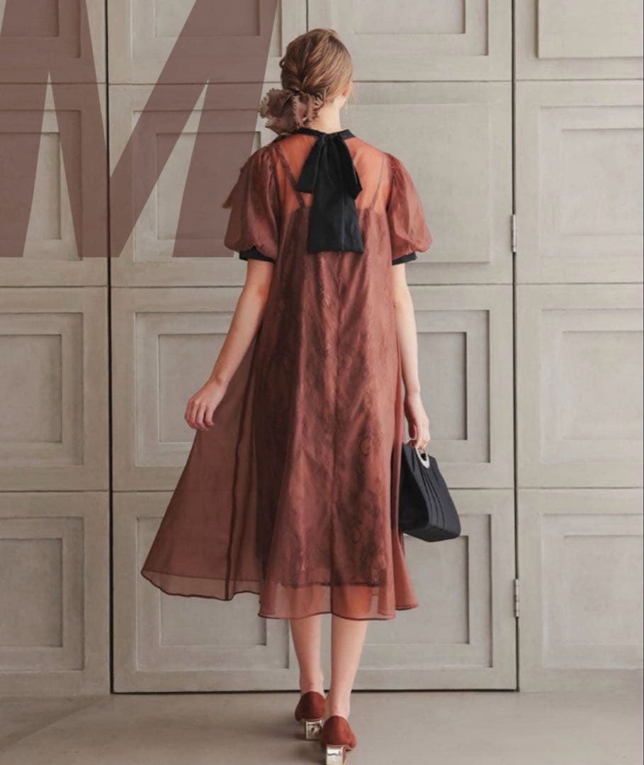 ク★新品★ドリードール　Aラインシアードレス　ブラウン　M