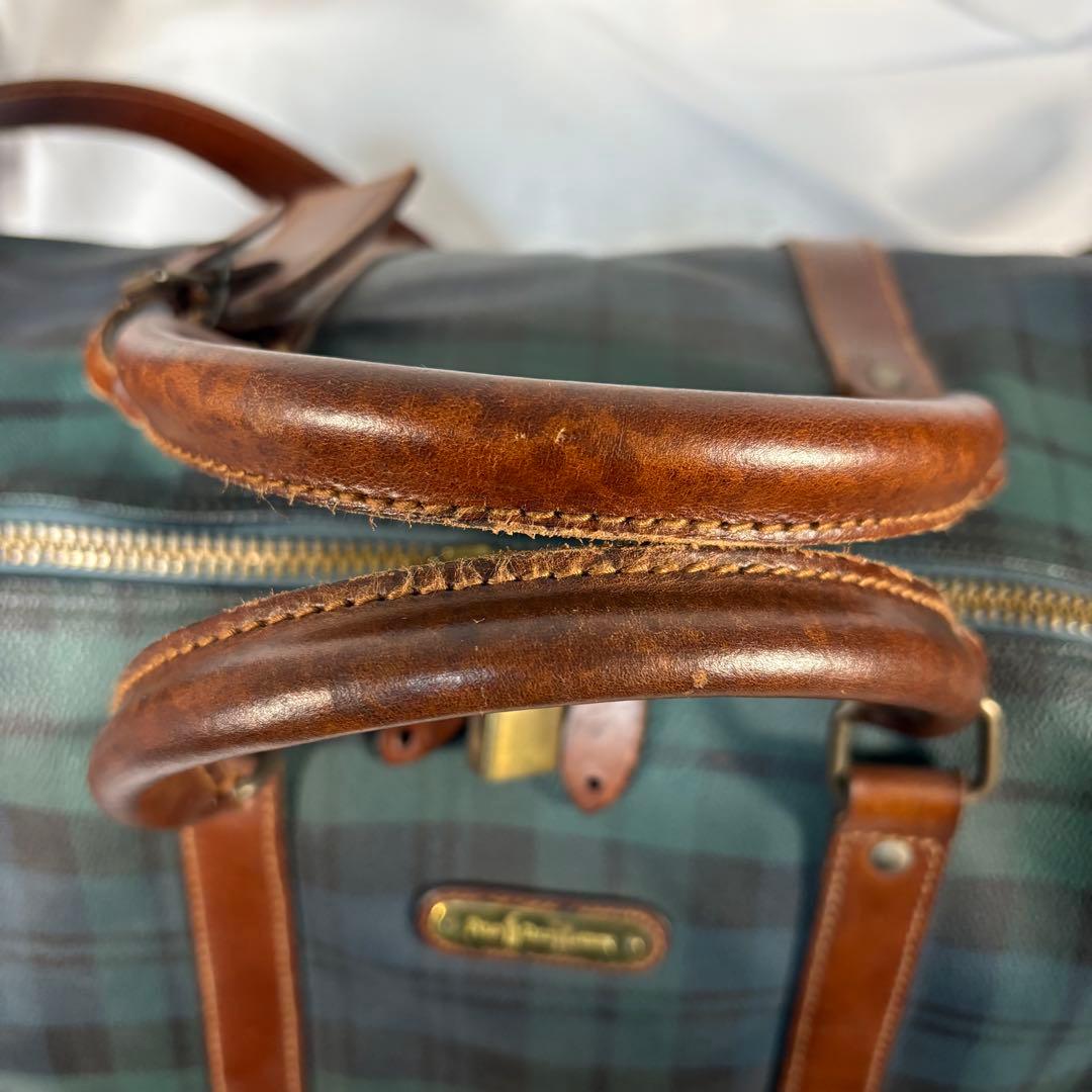 ポロ　ラルフローレン　ボストンバッグ　 2way チェック　PVC レザー　底鋲