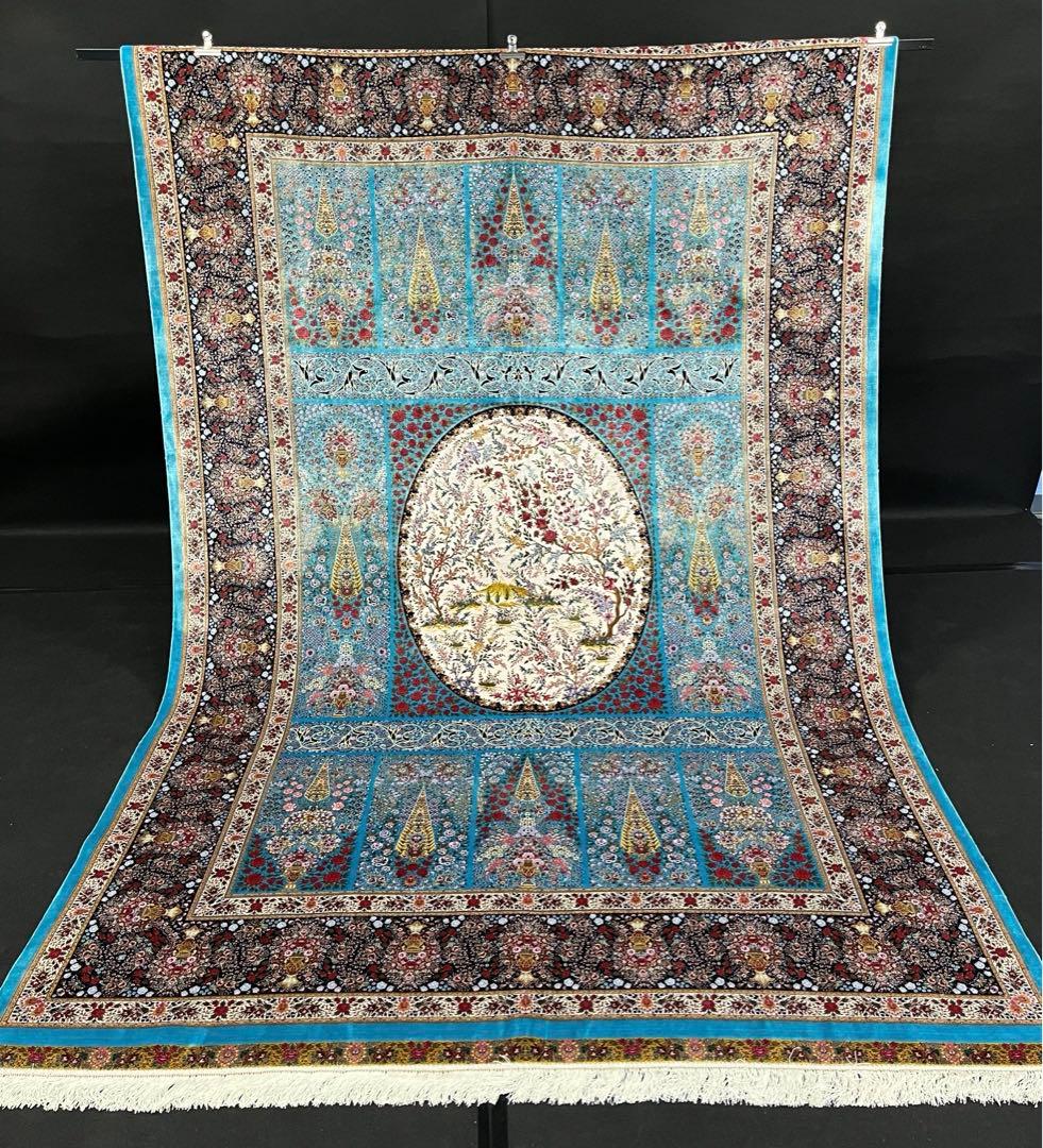 最高級特あ大判ペルシャ絨毯 イラン クム産　シルク100% 手織り289万ノット