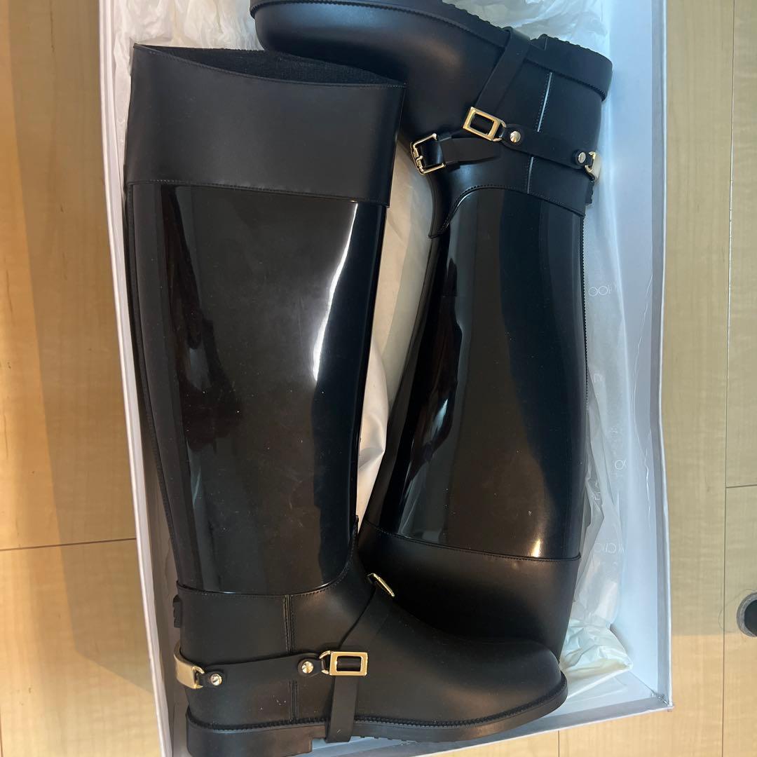 【新品】JIMMY CHOO ブラック長靴・レインブーツ