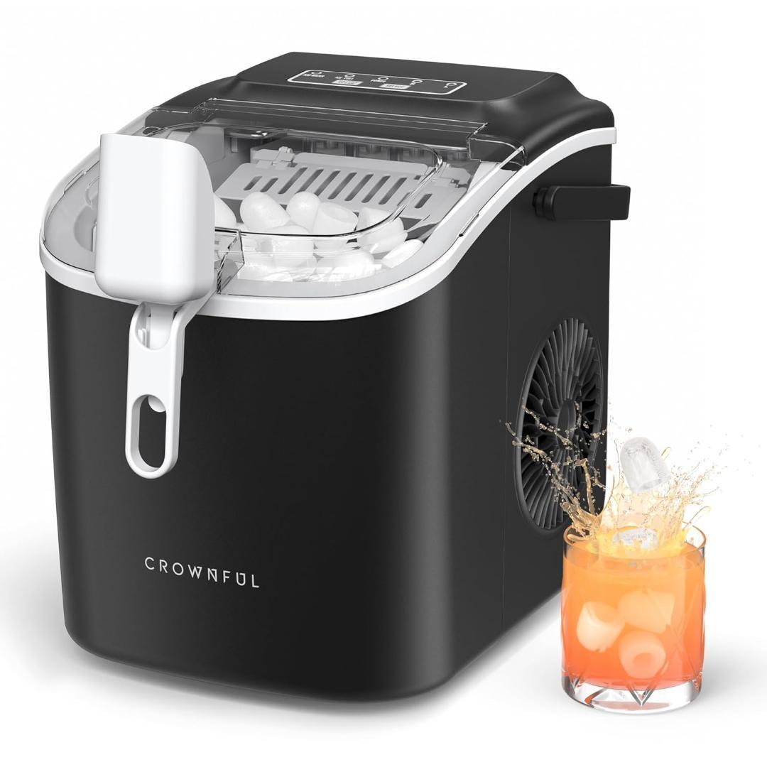 CROWNFUL 家庭用製氷機 HZB-12/H 製氷機 1.2L ブラック