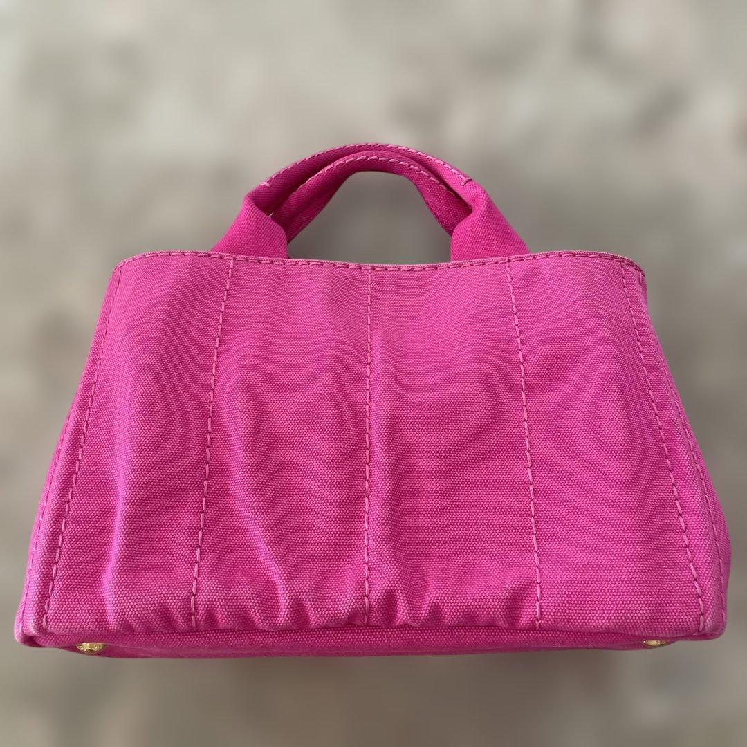 PRADA ピンク キャンバス ハンドバッグ