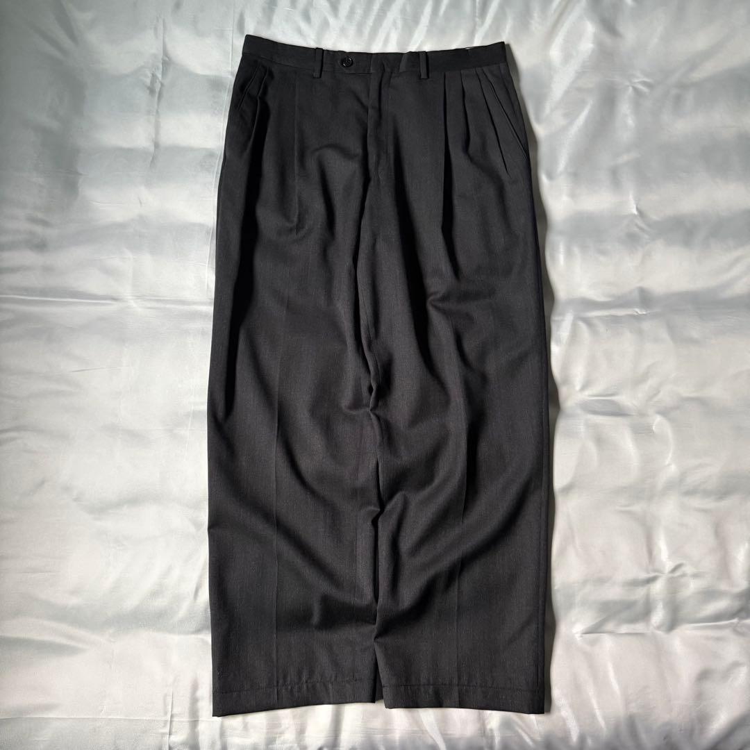 80s vintage イタリア製 スリータック ウール ワイドスラックス