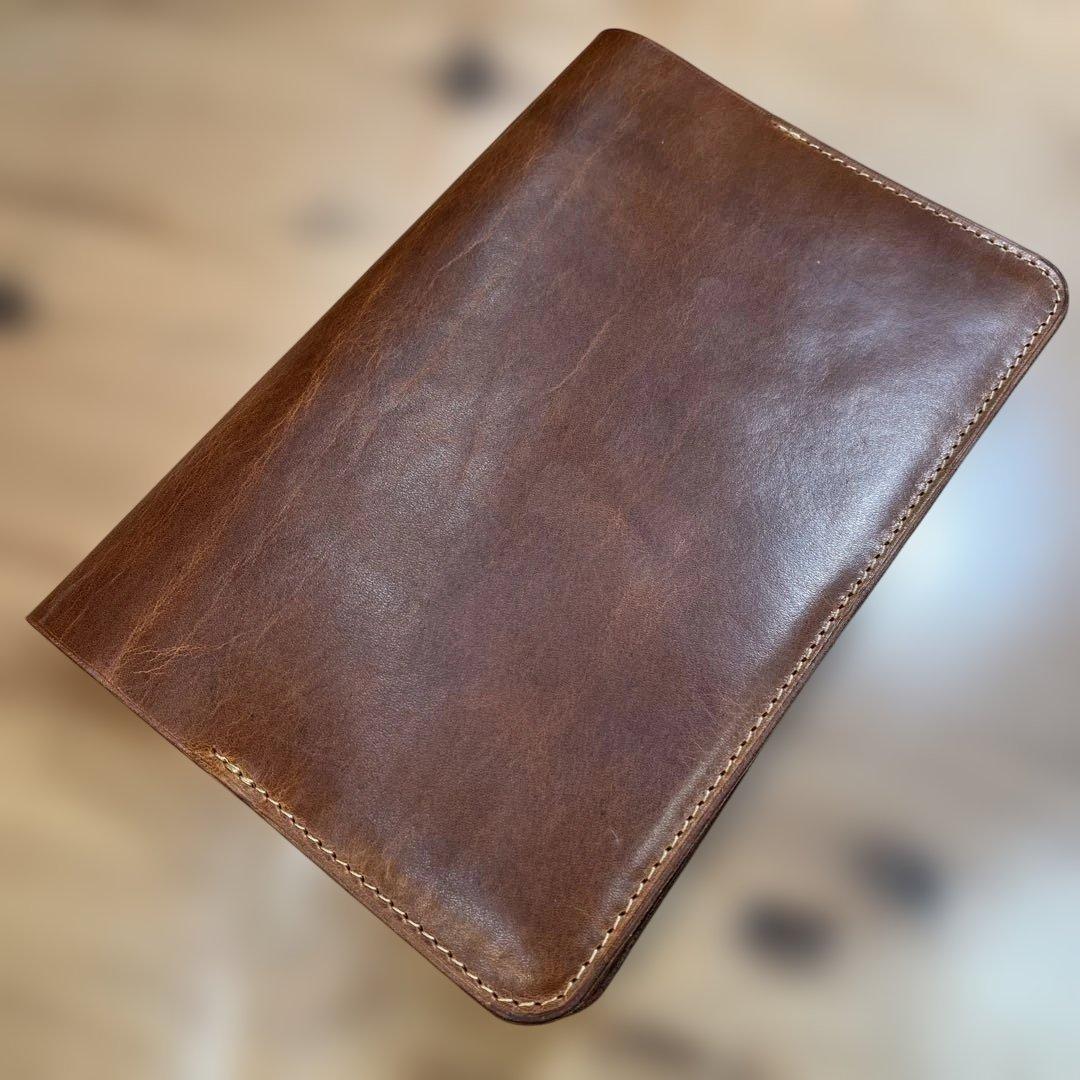 【ちよぴー様オーダー品】A5 ブックカバー レッド ブラウン ペンケース