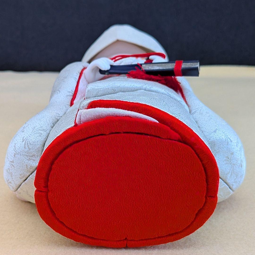 花嫁 木目込人形 白無垢 白赤衣装／共箱あり／木目込花嫁人形 高さ約32cm