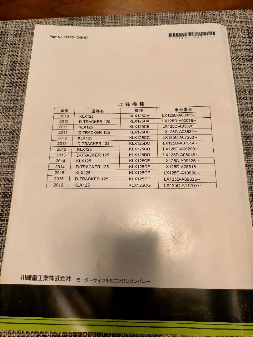 KLX125 Dトラッカー125 サービスマニュアル カワサキ 整備 DIY