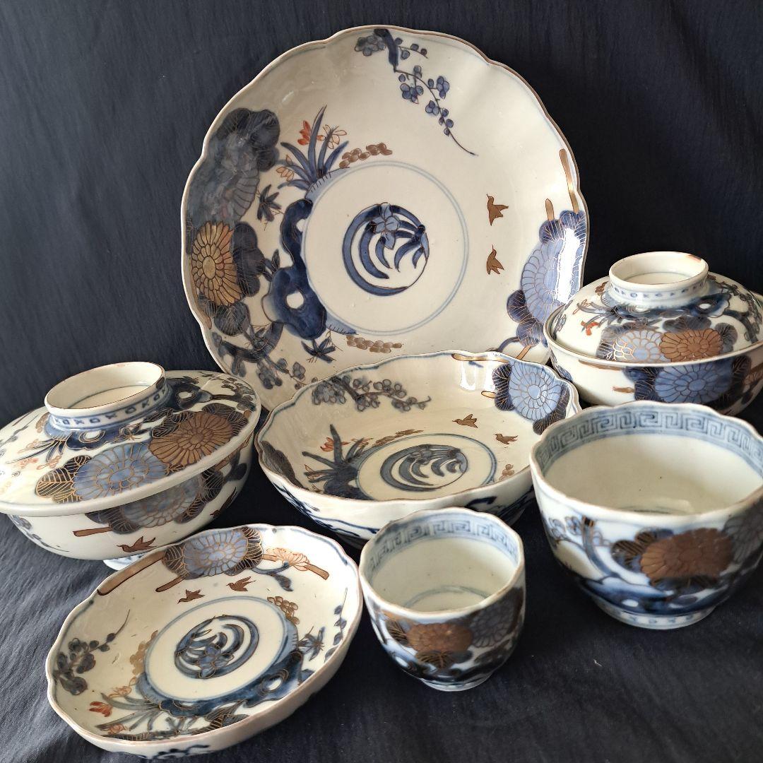 「ご成約者」です。 古伊万里色絵金彩皿 7種類1セット 骨董アンティ