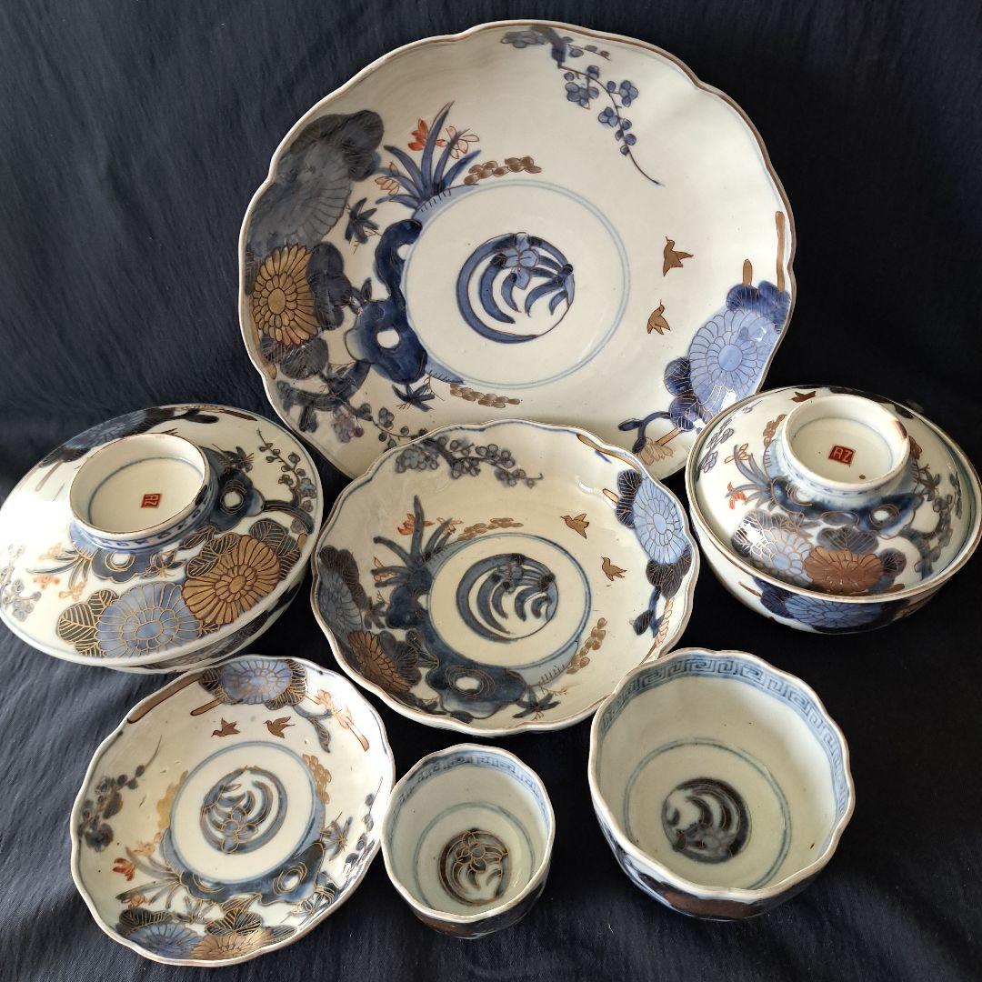 「ご成約者」です。 古伊万里色絵金彩皿 7種類1セット 骨董アンティ