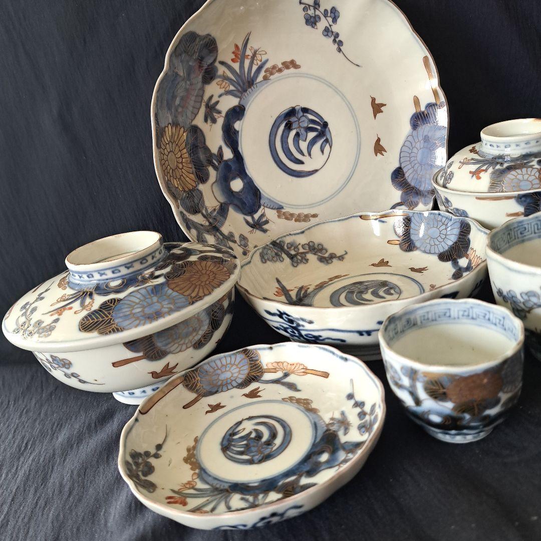 「ご成約者」です。 古伊万里色絵金彩皿 7種類1セット 骨董アンティ