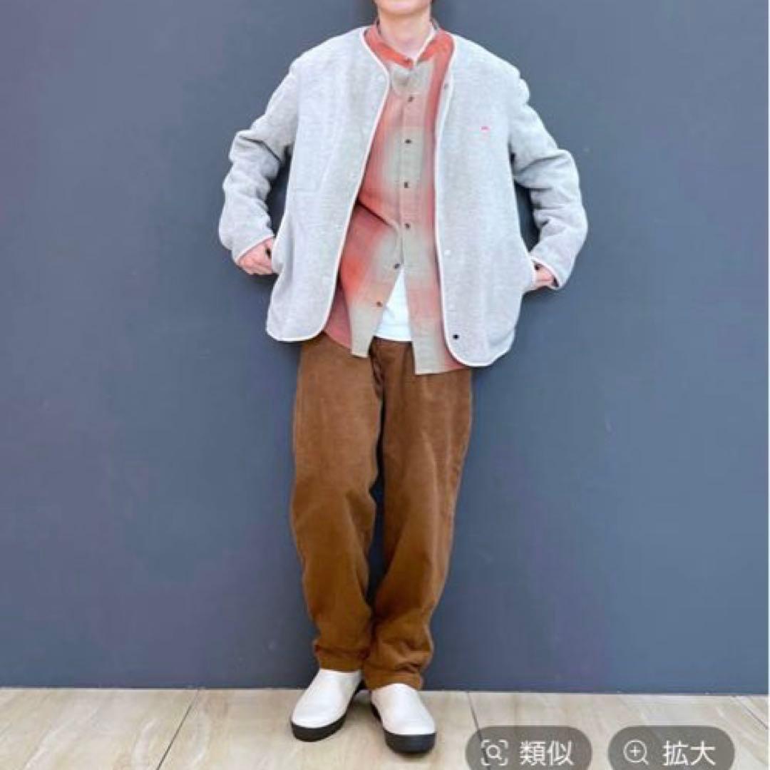 DANTON ノーカラーフリースジャケット サイズ40アイボリー美品