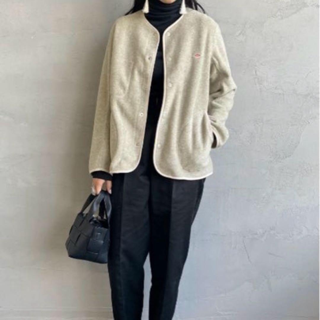 DANTON ノーカラーフリースジャケット サイズ40アイボリー美品