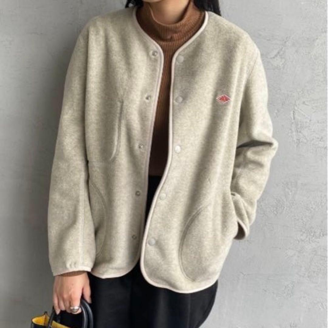 DANTON ノーカラーフリースジャケット サイズ40アイボリー美品