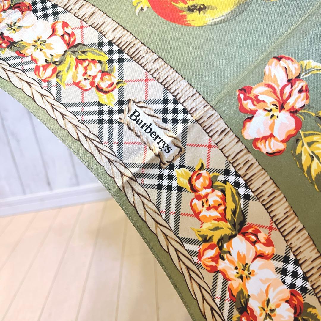 【希少】Burberrys フルーツ花柄 長傘　ノバチェック　バーバリー