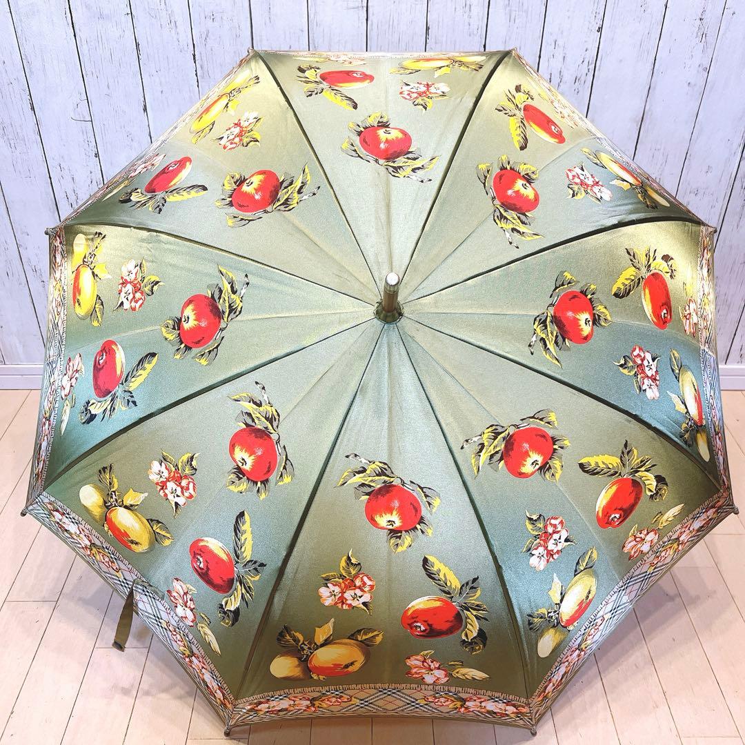 【希少】Burberrys フルーツ花柄 長傘　ノバチェック　バーバリー