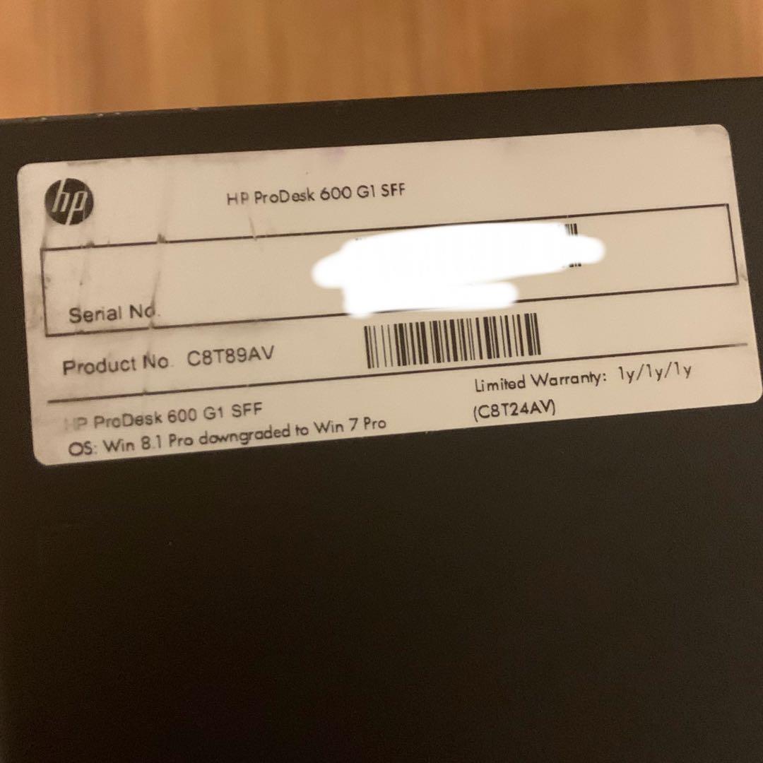 ミニPC HP prodesk 600 G1 SFF core i5