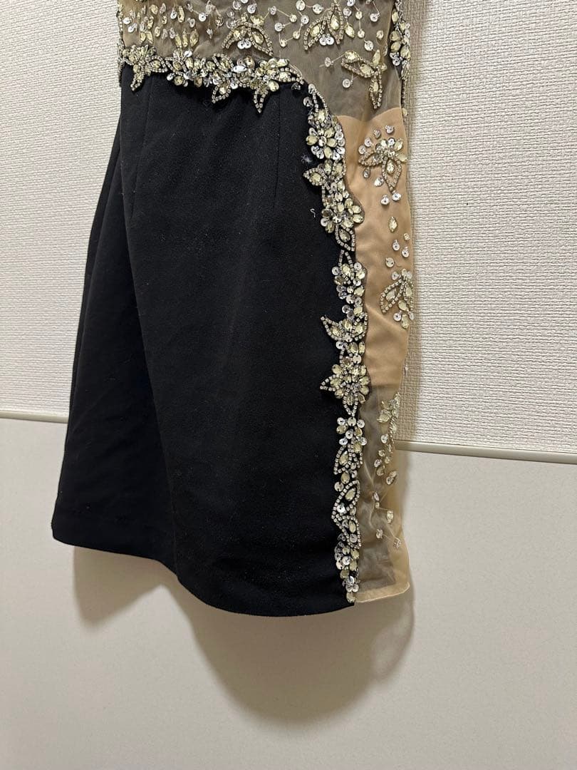 IRMA ドレス Mサイズ ブラック ビジュー ワンショル キャバドレス