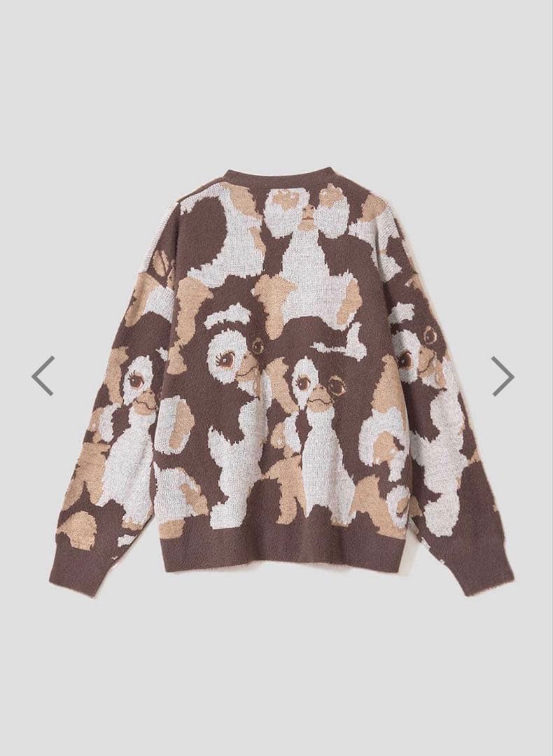 グラニフ　グレムリン　ギズモ ハニカミ パターンジャカードＶネックカーディガン