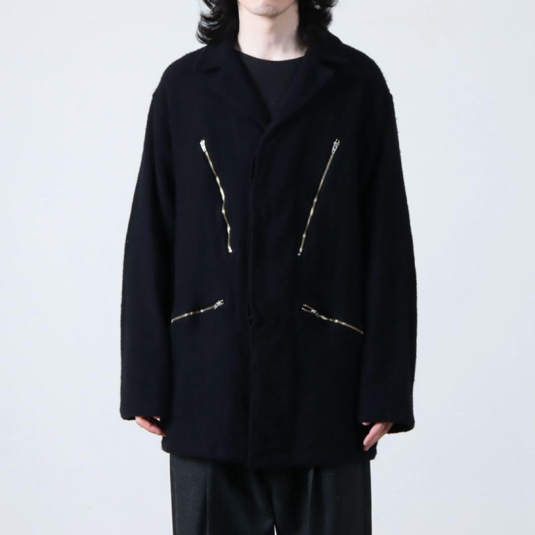 コモリ 縮絨ウールミリタリージャケット サイズ1 COMOLI ネイビー