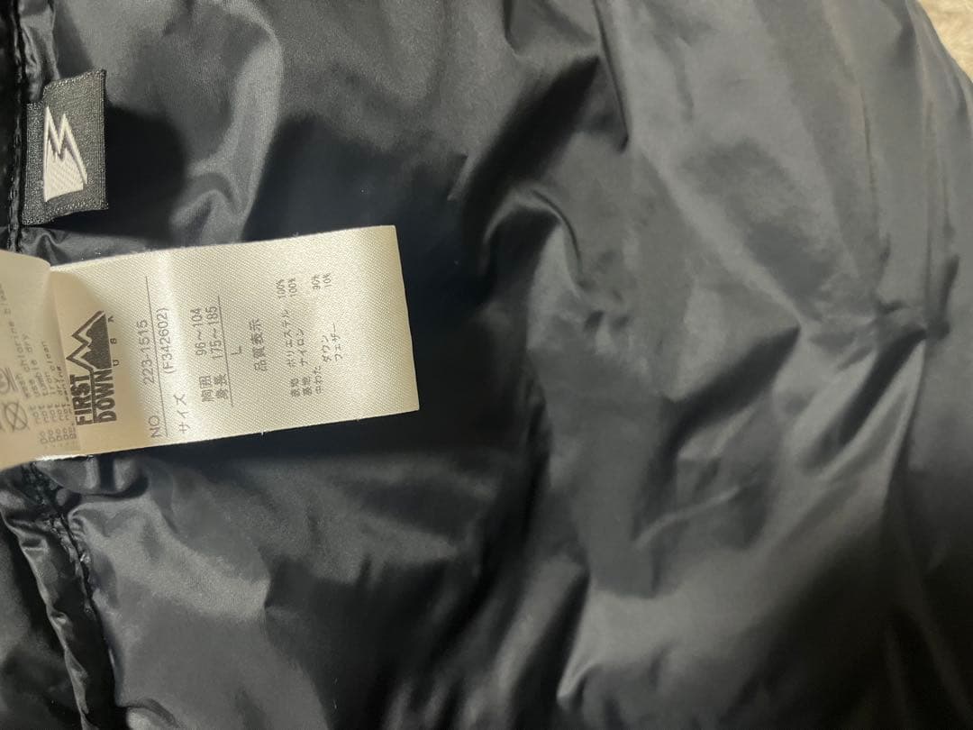 FIRST DOWN ブラック ダウンジャケット Lサイズ