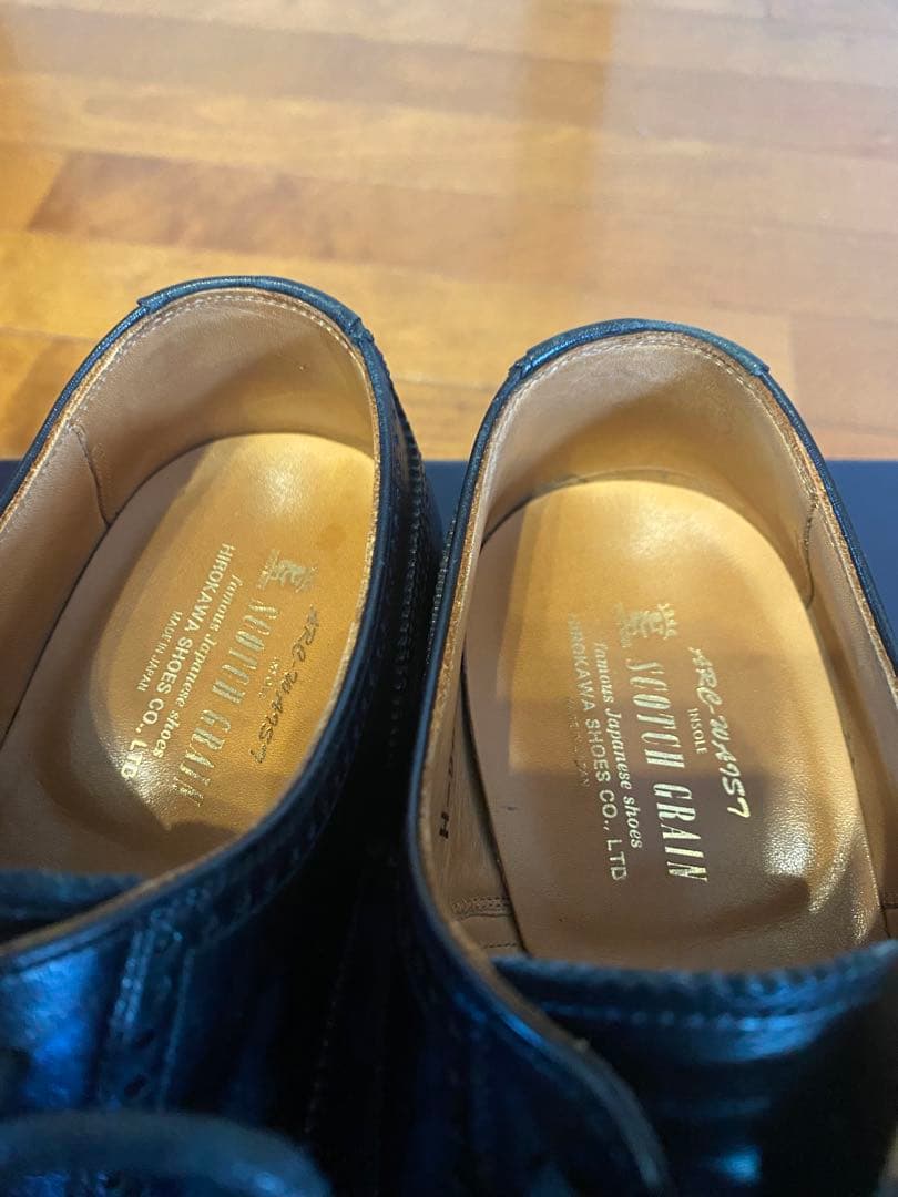 スコッチグレイン セミブローグ メダリオン レザー シューズ 24.5㎝　美品