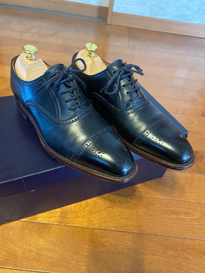 スコッチグレイン セミブローグ メダリオン レザー シューズ 24.5㎝　美品