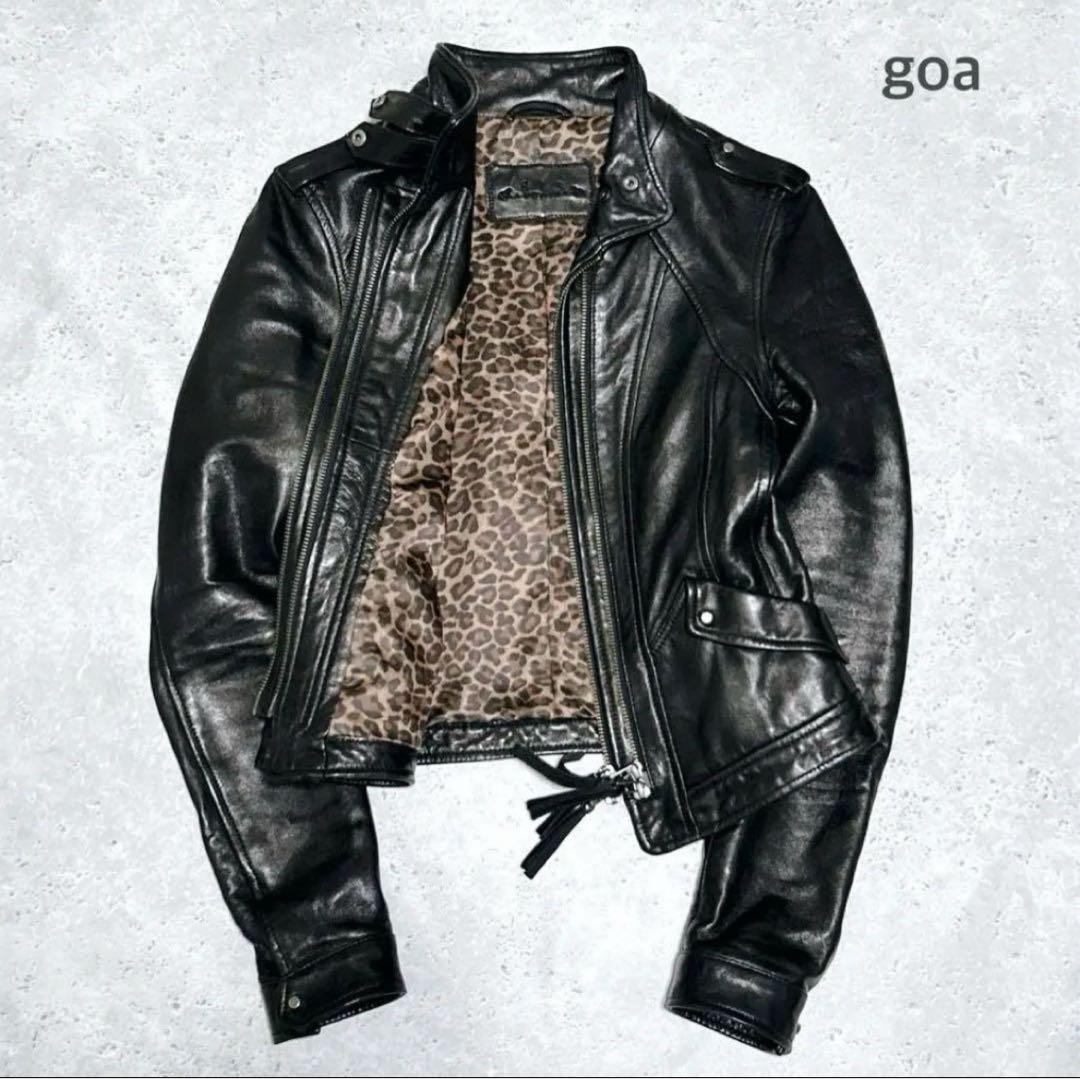 00s y2k 平成 ゴア goa レザー シングルライダース レオパード