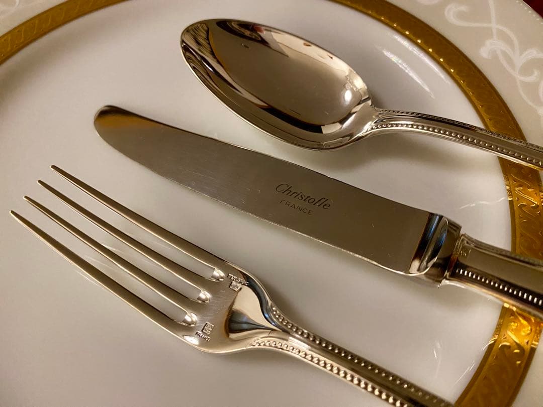 【ラス1☆希少な極美品☆】クリストフル パール デザートサイズカトラリーセット