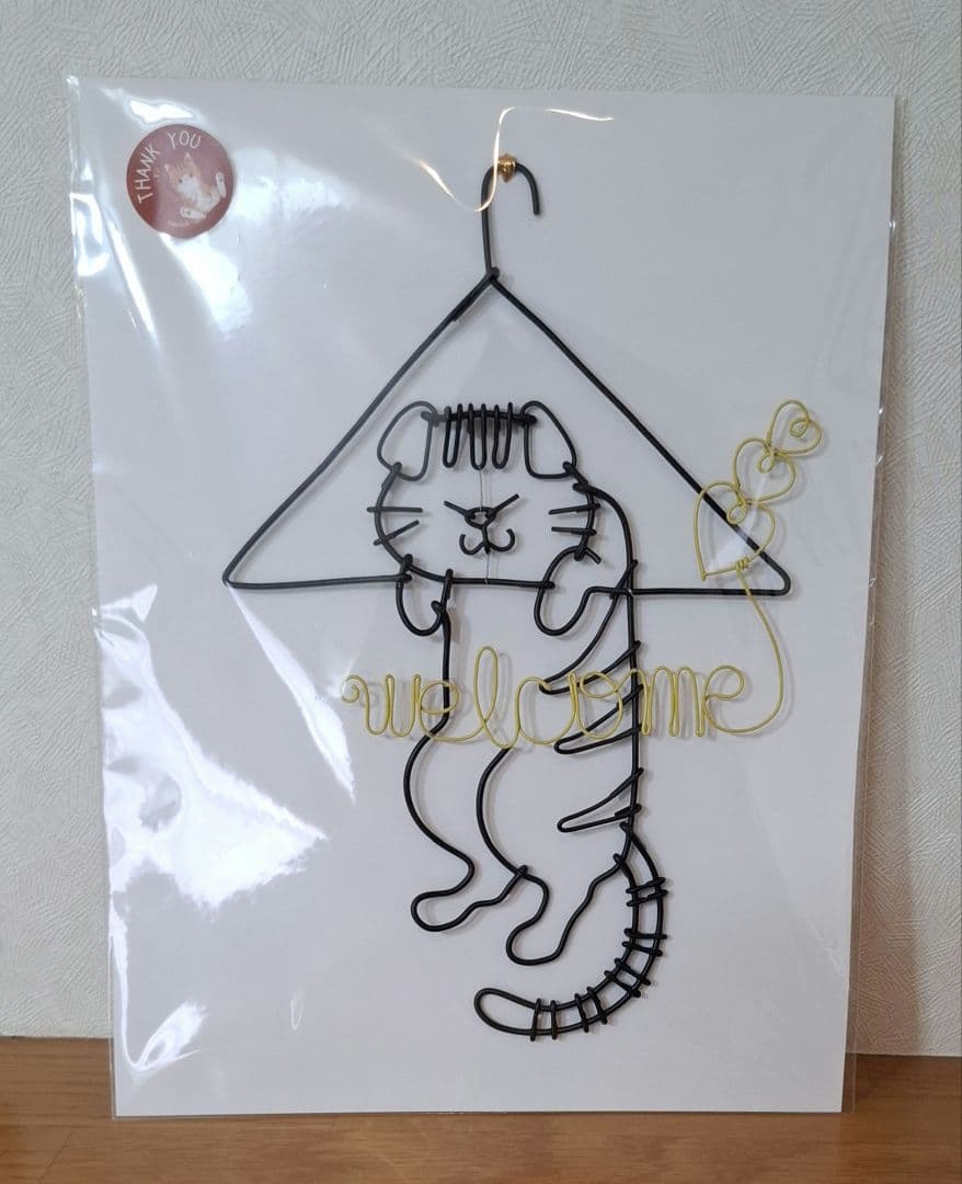 ワイヤーアート　ワイヤークラフト　ハンガー猫　inutade