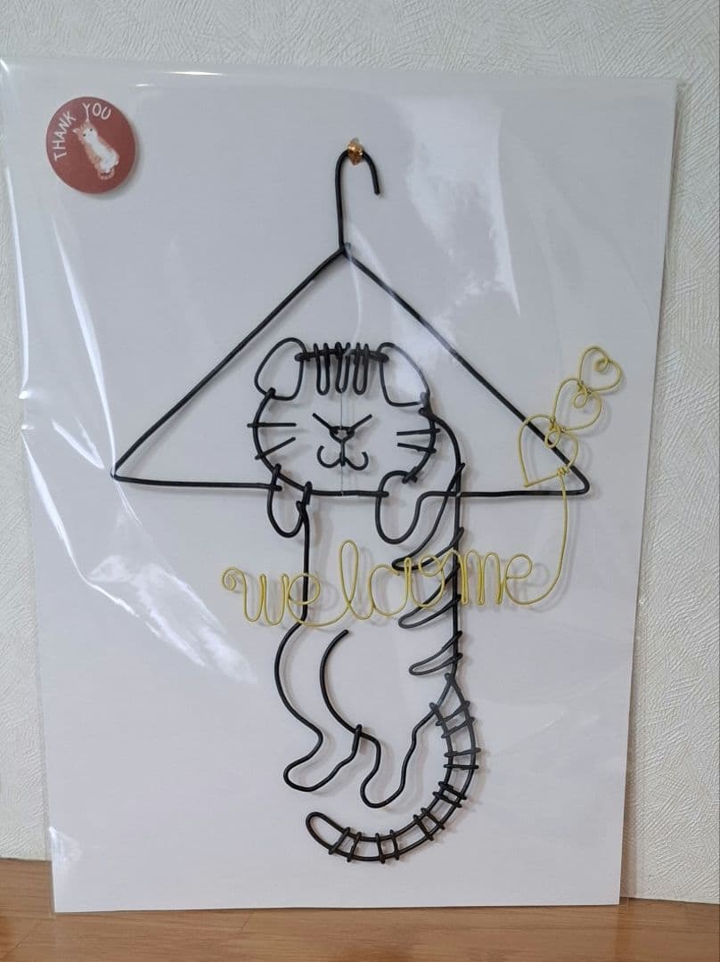 ワイヤーアート　ワイヤークラフト　ハンガー猫　inutade