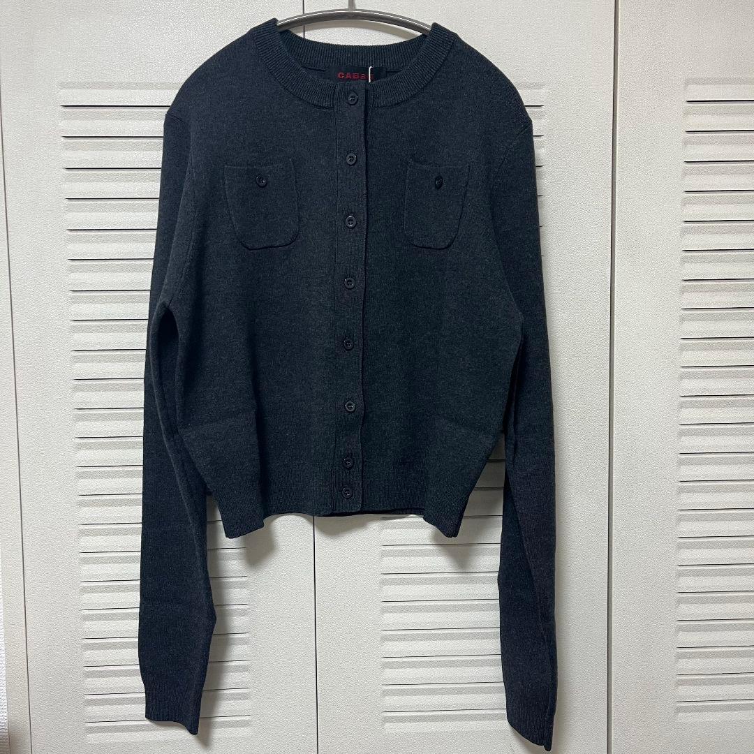 CABaN コットンカシミヤ クルーネックカーディガン チャコールグレー xs