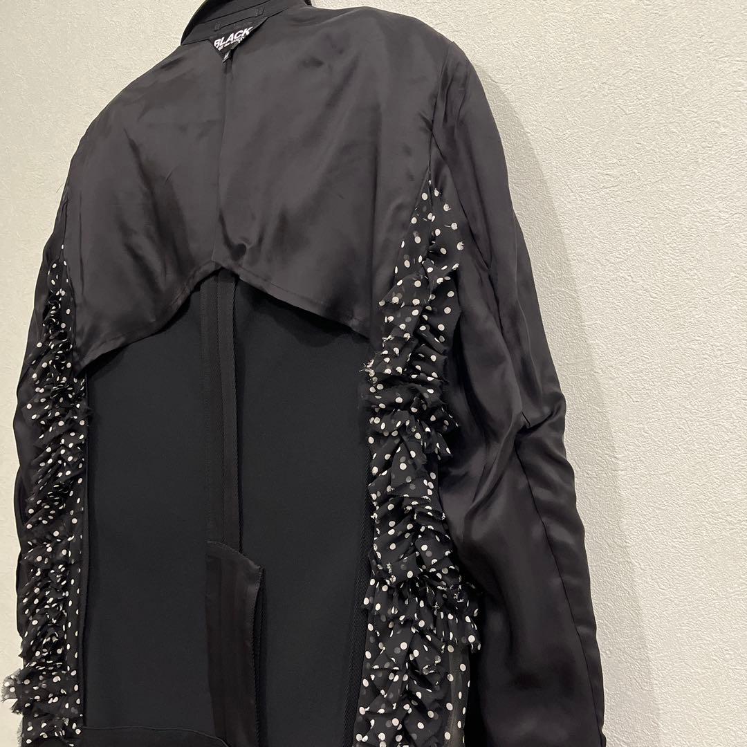 BLACK コムデギャルソン リバーシブル　ドット柄フリルテーラードジャケット