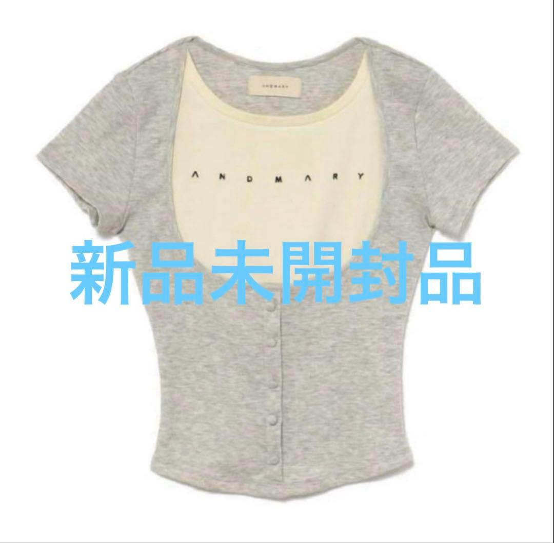 andmary アンドマリー Mary logo tops gray