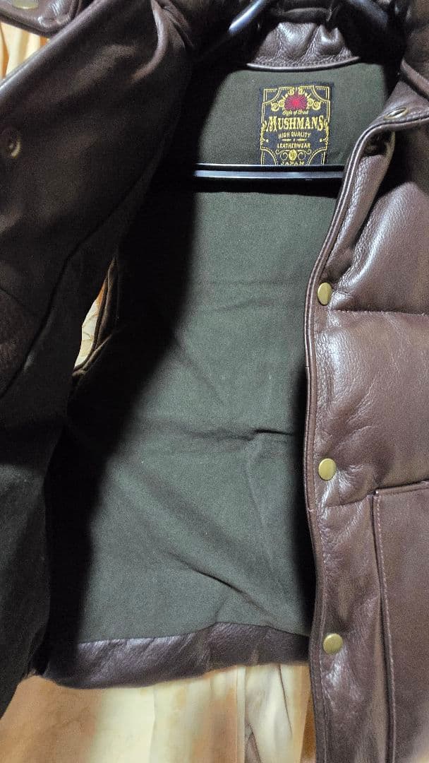 マッシュマンズ MUSHMANS Leather Down Vest　サイズ40