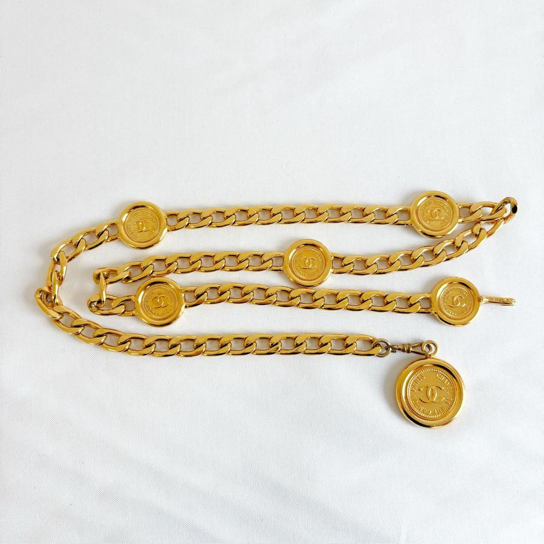 ④中古CHANEL シャネル ココマーク チェーンベルト ゴールド ヴィンテージ