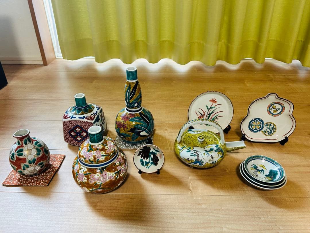 【九谷焼】【値下げ】未使用 茶器 酒器 カップ 皿 一輪挿し セット