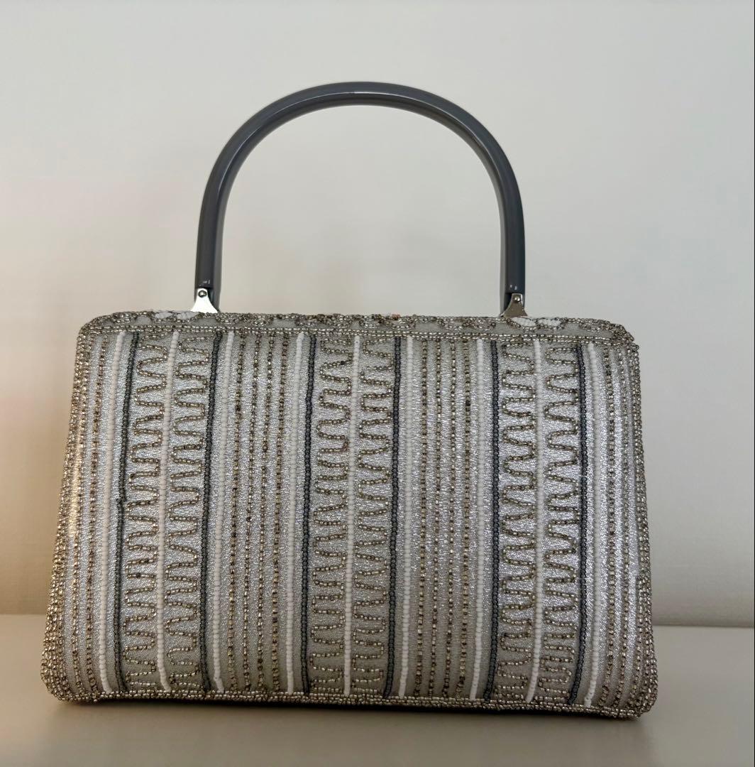 グラスビーズ　ハンドバッグ　日本製　手刺繍　パーティバック　和装