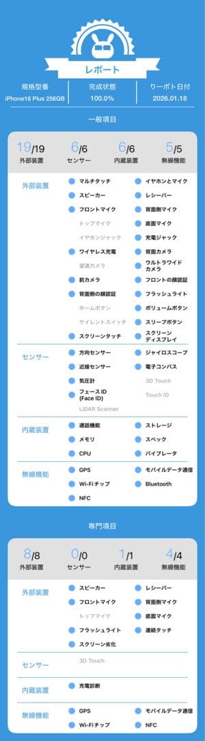 ぼ*じ様 動作確認済み iPhone 16 Plus 256GB バッテリー92