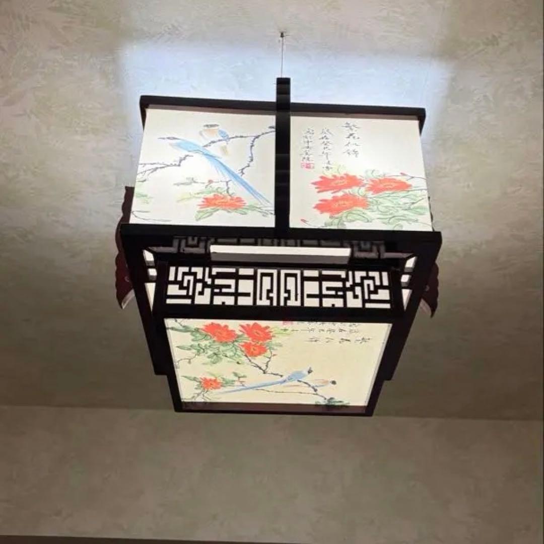 【和風 天井照明／シーリングライト】アンティーク調・鳥と花の絵柄