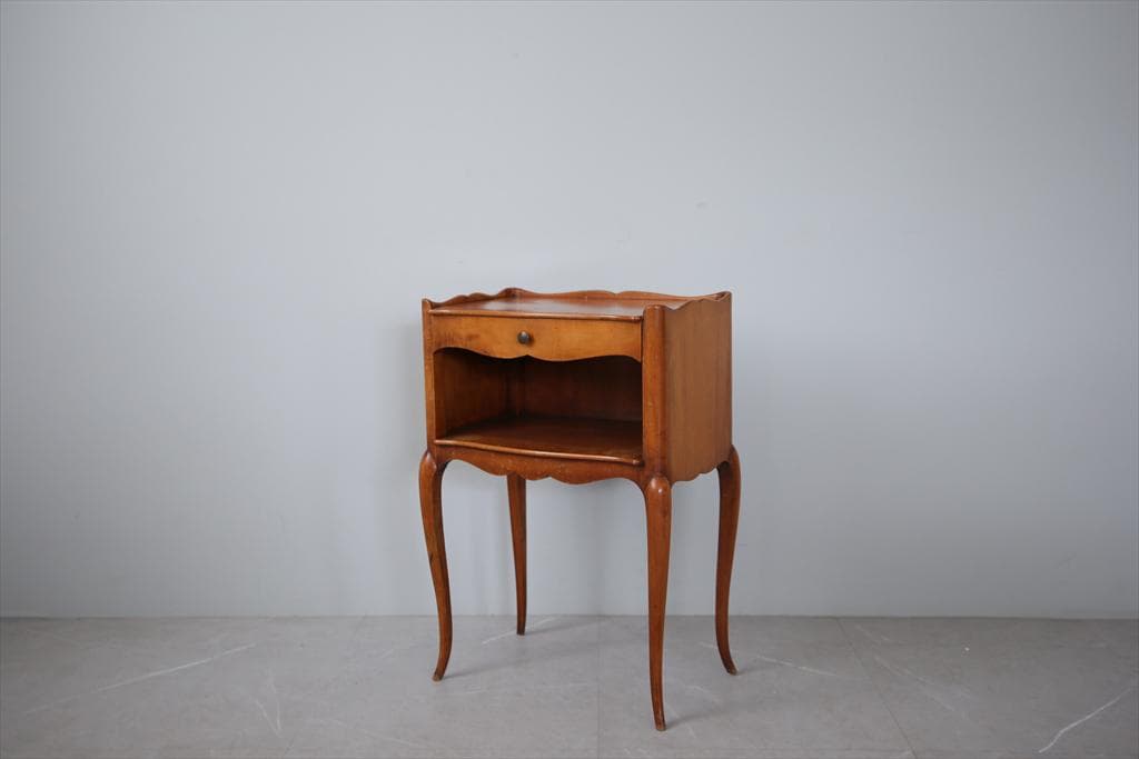 フランスアンティーク猫脚ナイトテーブル/木製キャビネット机飾り棚(82-14)