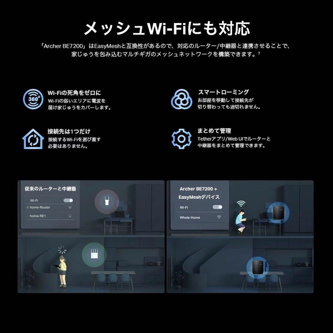 Tp-link BE7200 デュアルバンドWi-Fi 7ルーター