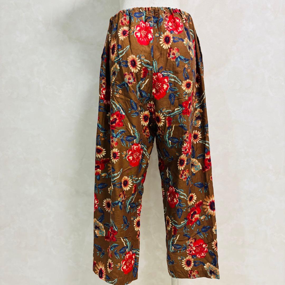 ユニ　コットンキュプラ　フラワープリント総柄カジュアルパンツ