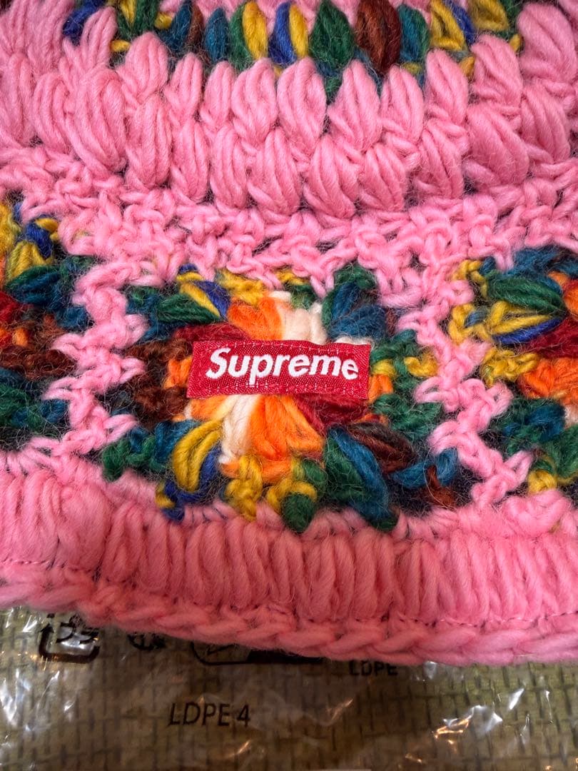 Supreme ピンク ニット帽 グラニースクエア