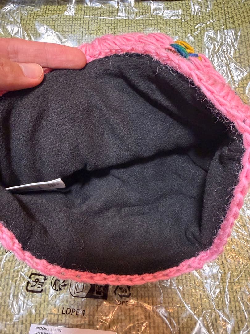 Supreme ピンク ニット帽 グラニースクエア