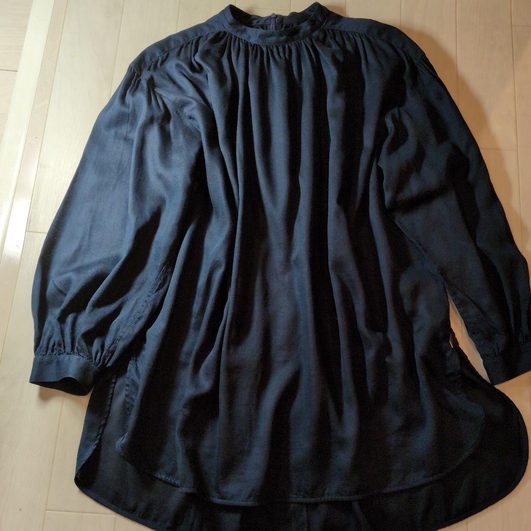 MORABITO　ネイビー　上品　ブラウス体型カバー◎　スカーフにも　27日まで