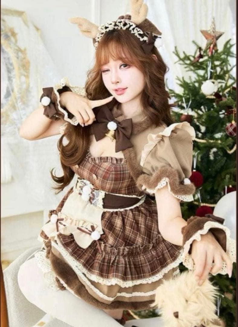 て*7様 【Malymoon/マリームーン】 チョコチェックトナカイノエルドメイ